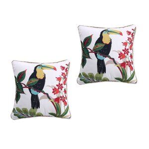 2 brand new Levtex Teraina Toucan Feather-Filled 18" x 18" Pillows